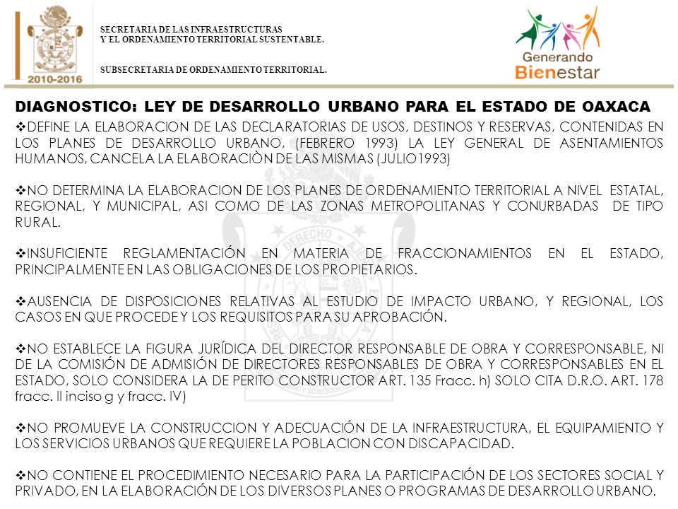 DIAGNOSTICO: LEY DE DESARROLLO URBANO PARA EL ESTADO DE OAXACA