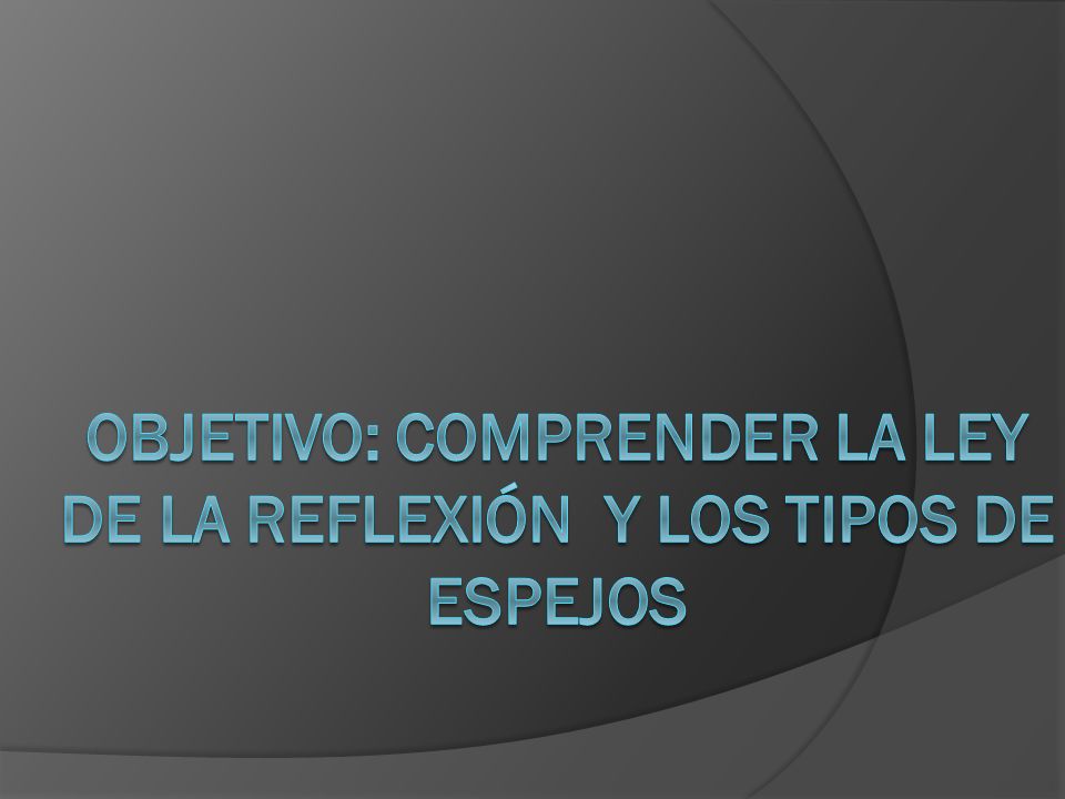 Objetivo: Comprender la ley de la reflexión y los tipos de espejos