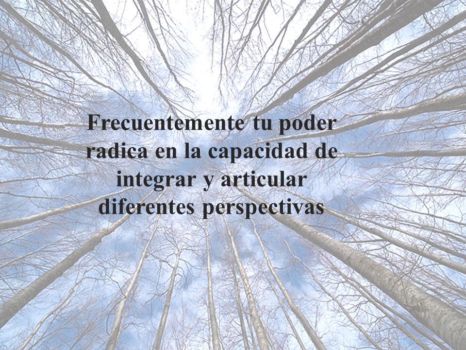Frecuentemente tu poder radica en la capacidad de integrar y articular