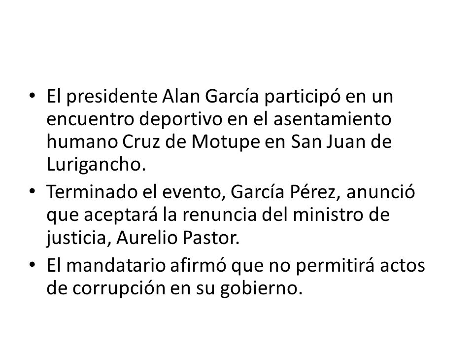 El presidente Alan García participó en un encuentro deportivo en el asentamiento humano Cruz de Motupe en San Juan de Lurigancho.