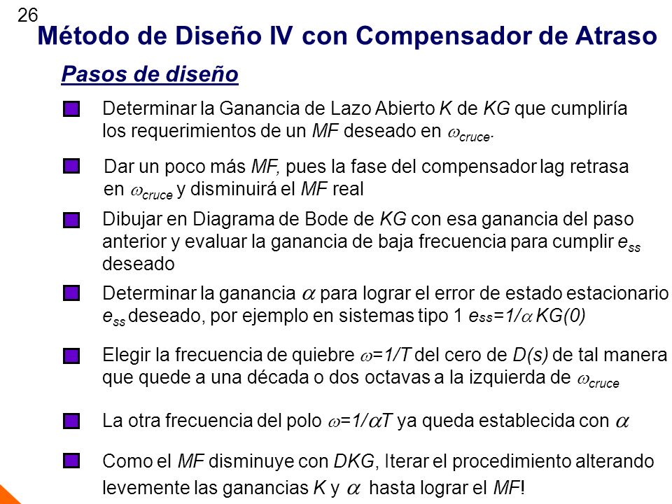 Método de Diseño IV con Compensador de Atraso
