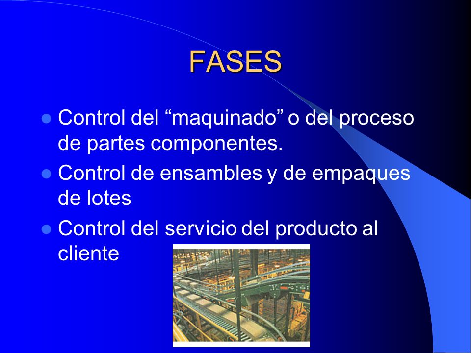 FASES Control del maquinado o del proceso de partes componentes.