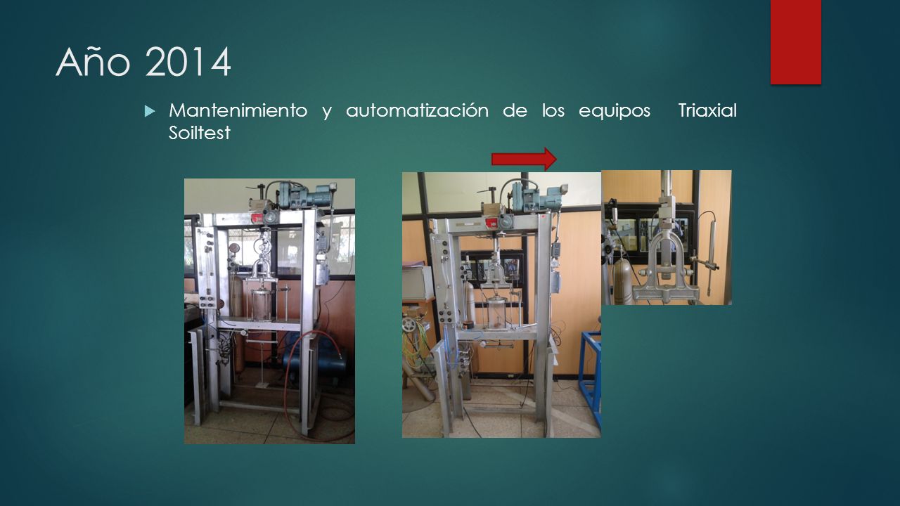 Año 2014 Mantenimiento y automatización de los equipos Triaxial Soiltest