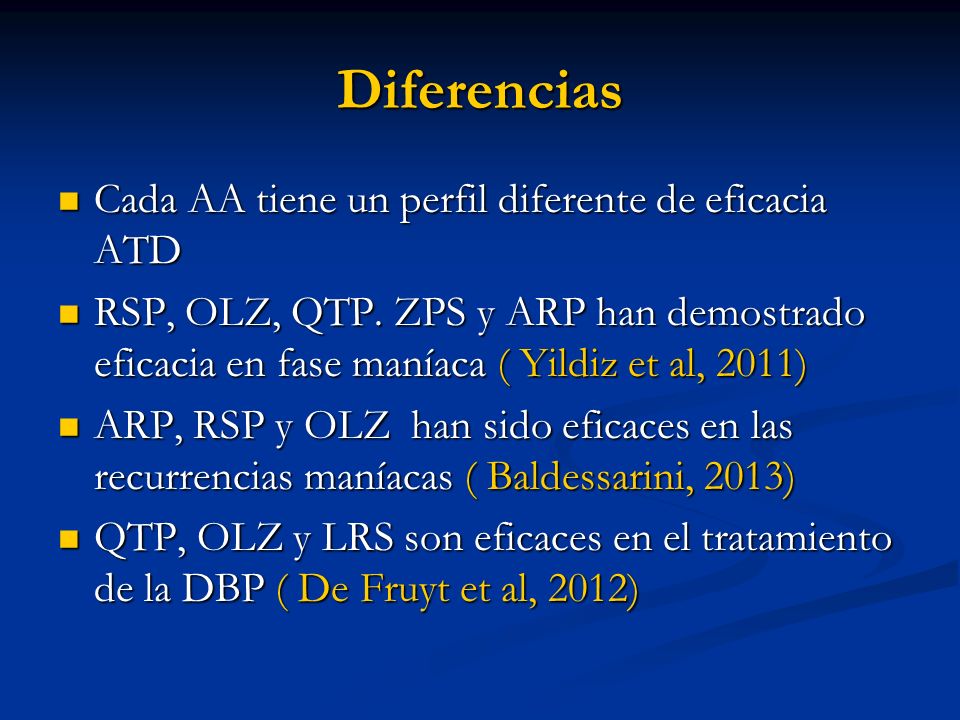 Diferencias Cada AA tiene un perfil diferente de eficacia ATD