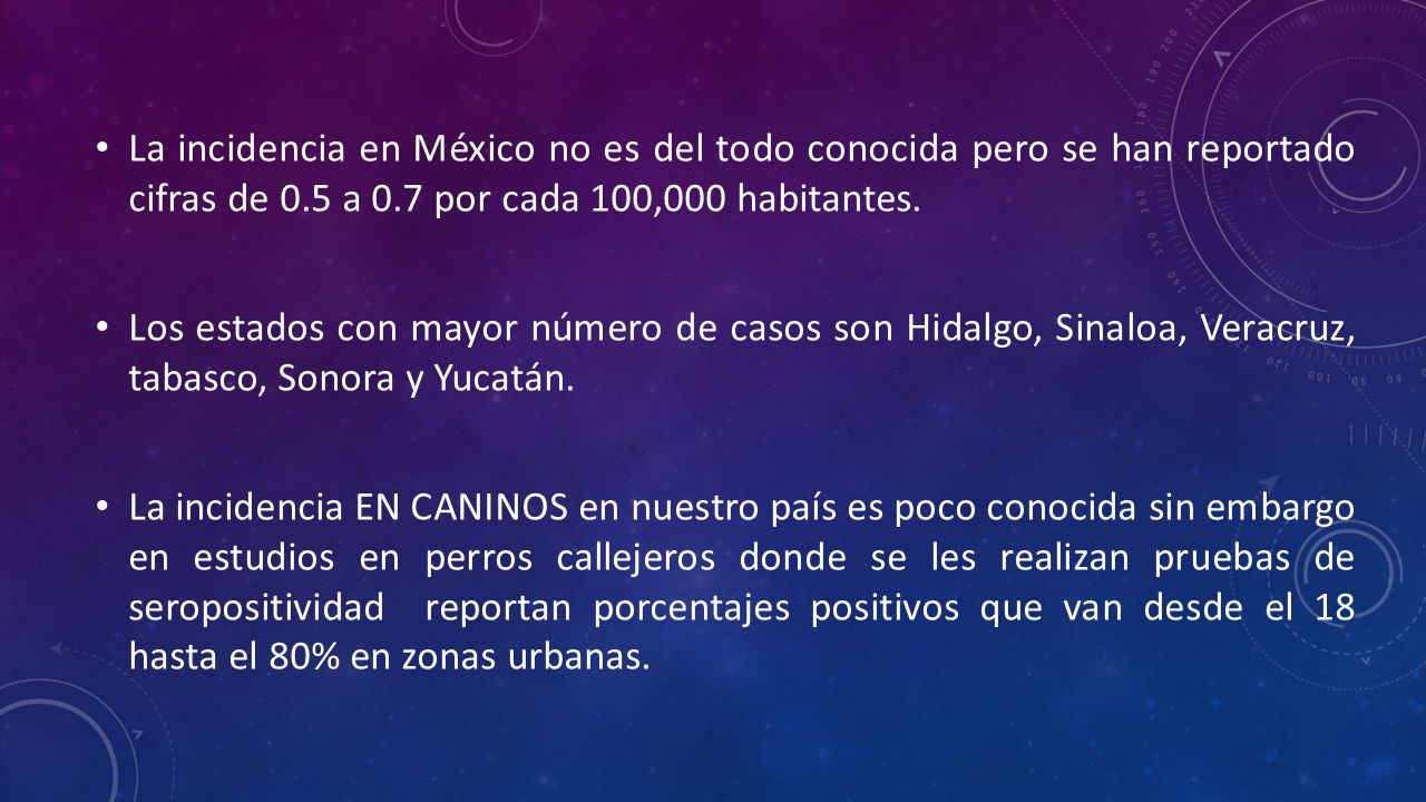 La incidencia en México no es del todo conocida pero se han reportado cifras de 0.5 a 0.7 por cada 100,000 habitantes.