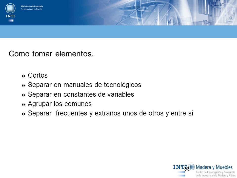 Como tomar elementos. Cortos Separar en manuales de tecnológicos