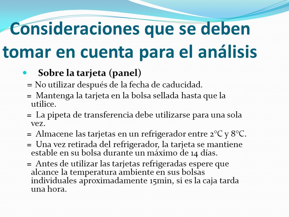 Consideraciones que se deben tomar en cuenta para el análisis