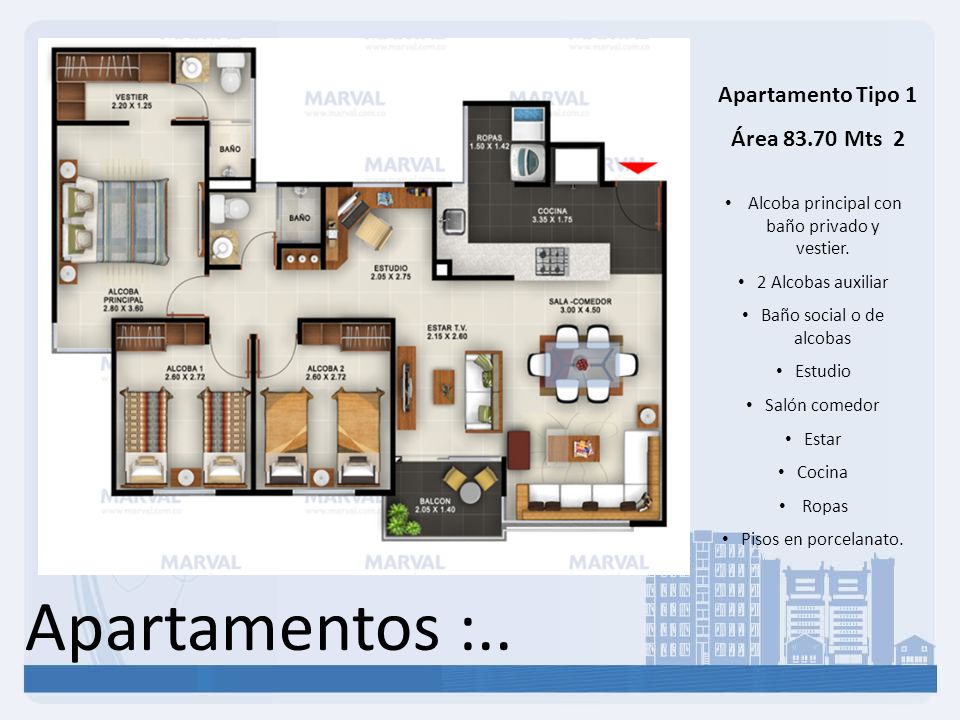 Apartamentos :.. Apartamento Tipo 1 Área Mts 2