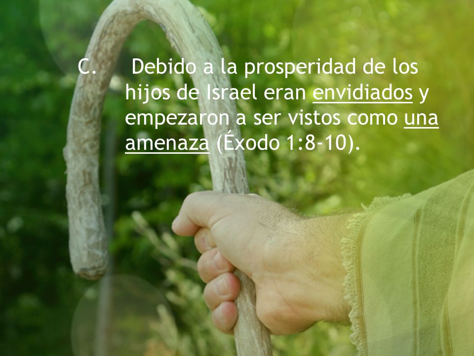 C. Debido a la prosperidad de los. hijos de Israel eran envidiados y