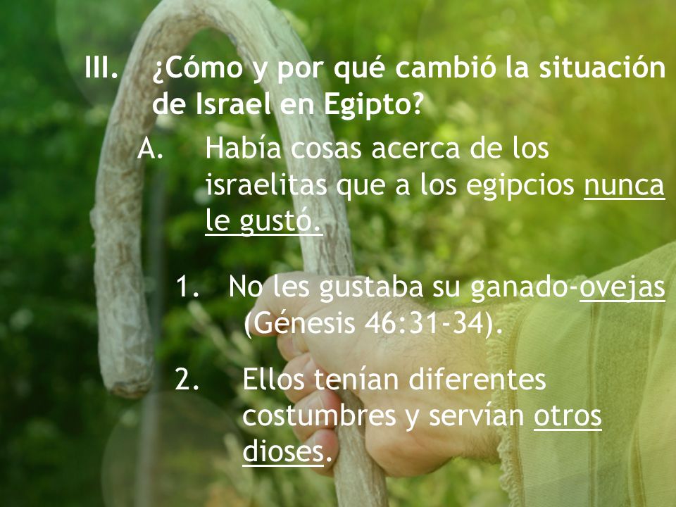 III. ¿Cómo y por qué cambió la situación de Israel en Egipto
