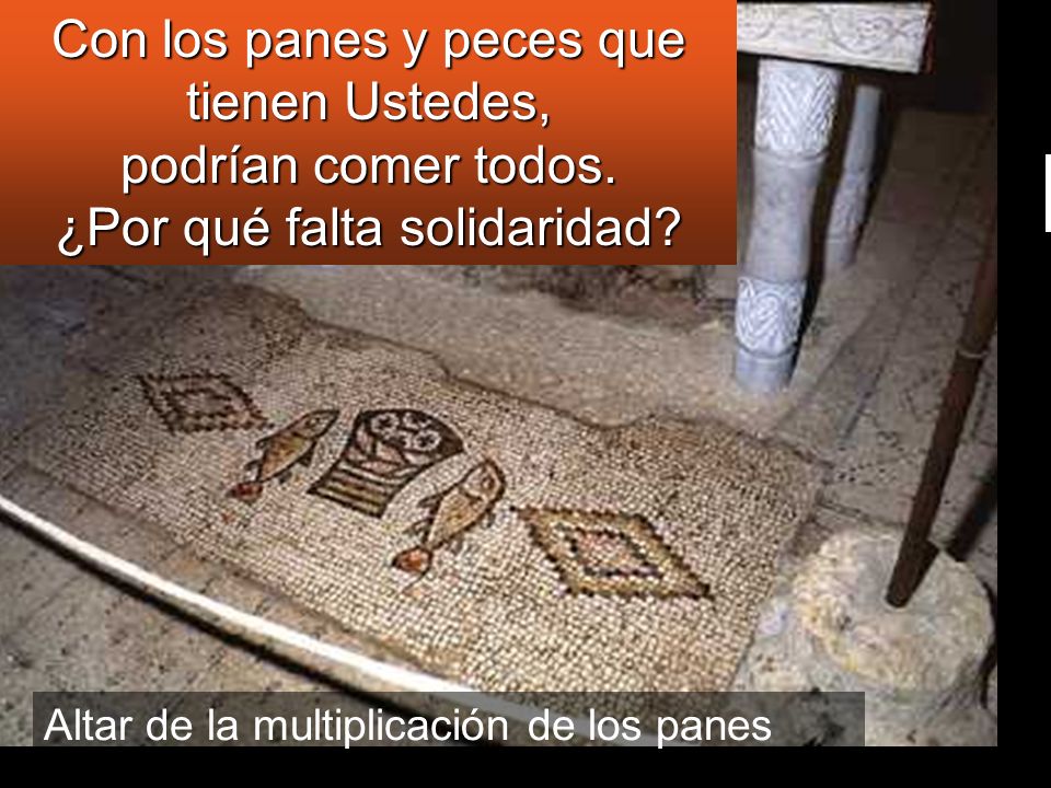 Con los panes y peces que tienen Ustedes, podrían comer todos.