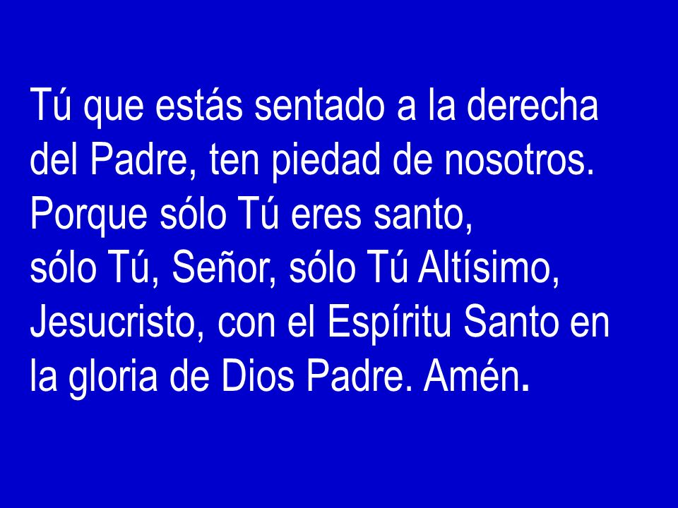 Tú que estás sentado a la derecha del Padre, ten piedad de nosotros.