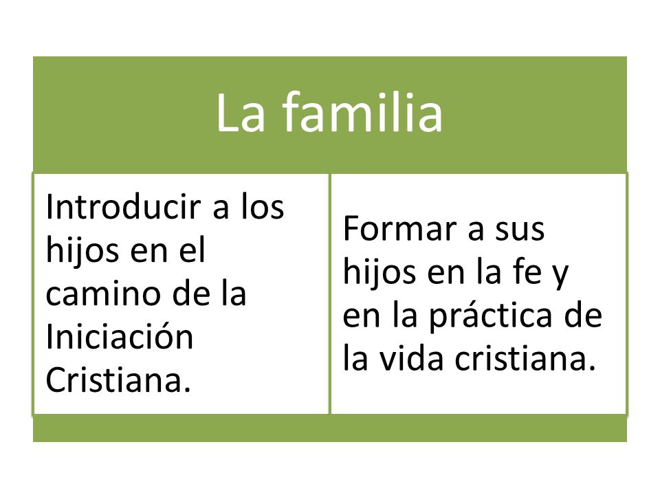 La familia Introducir a los hijos en el camino de la Iniciación Cristiana.
