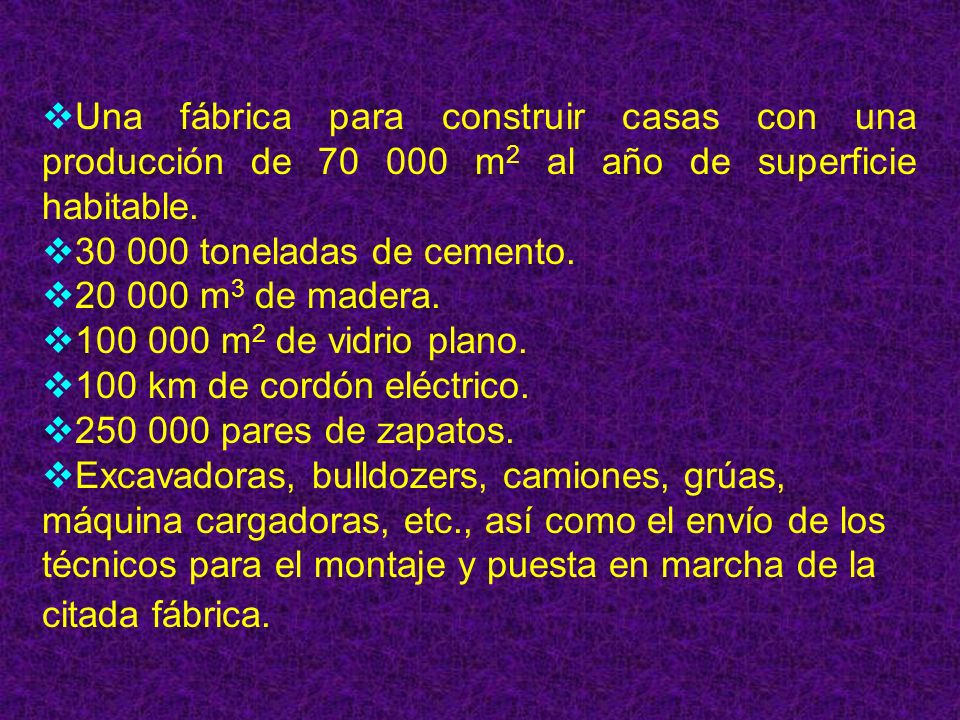 Una fábrica para construir casas con una producción de m2 al año de superficie habitable.