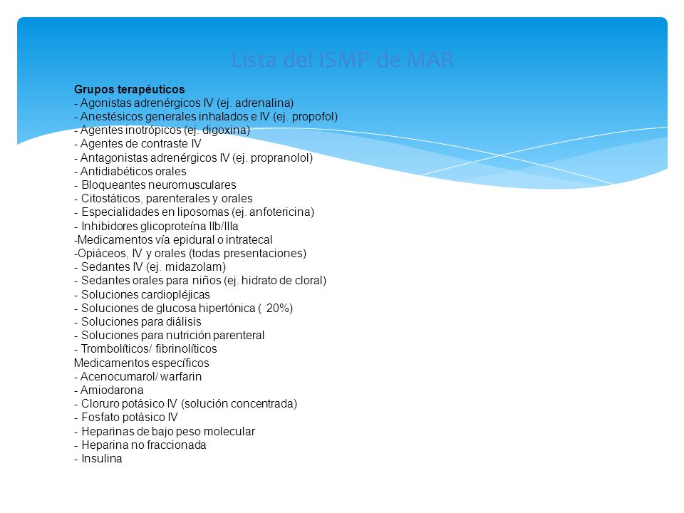 Lista del ISMP de MAR Grupos terapéuticos