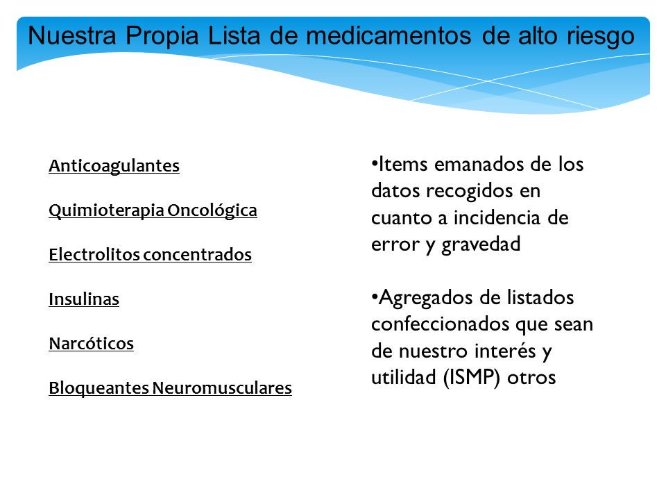 Nuestra Propia Lista de medicamentos de alto riesgo