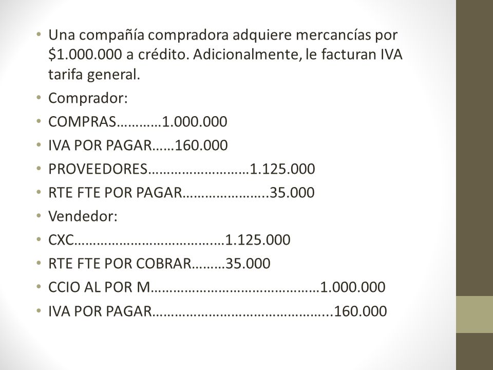 Una compañía compradora adquiere mercancías por $ a crédito