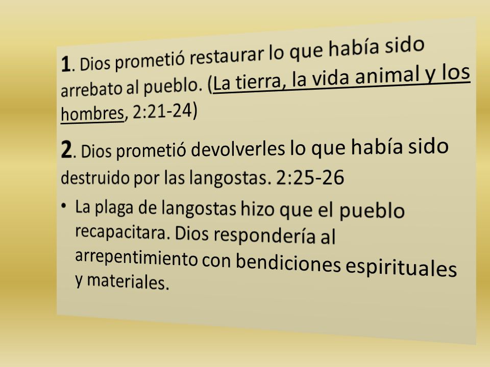 1. Dios prometió restaurar lo que había sido arrebato al pueblo