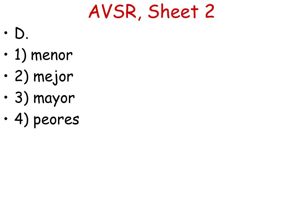 Answers to Packet Concordancia y comparación de adjetivos ppt descargar