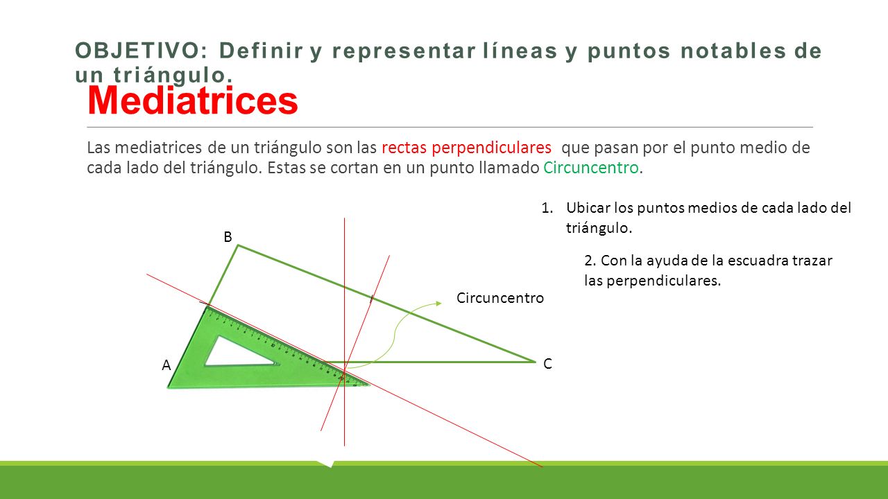 Objetivo: Definir y representar líneas y puntos notables de un triángulo.