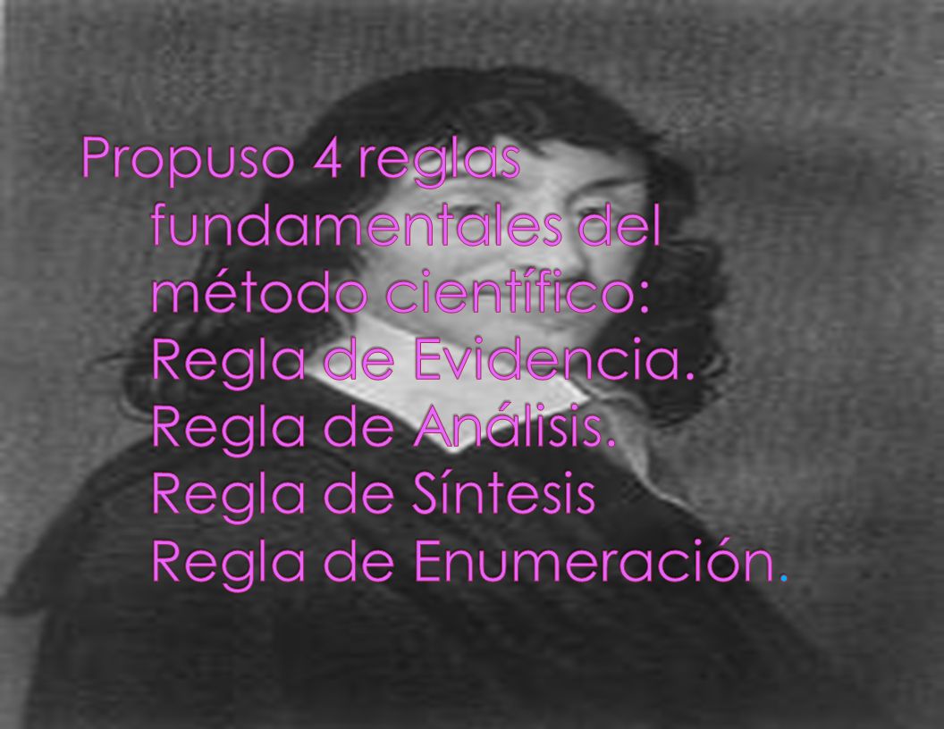 Propuso 4 reglas fundamentales del método científico: Regla de Evidencia.