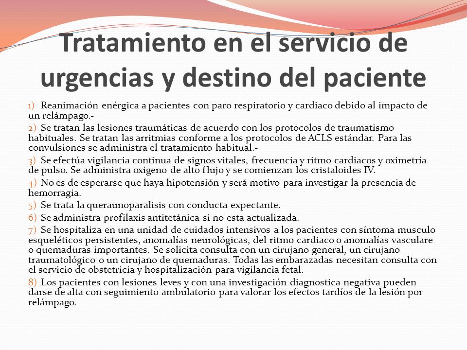 Tratamiento en el servicio de urgencias y destino del paciente