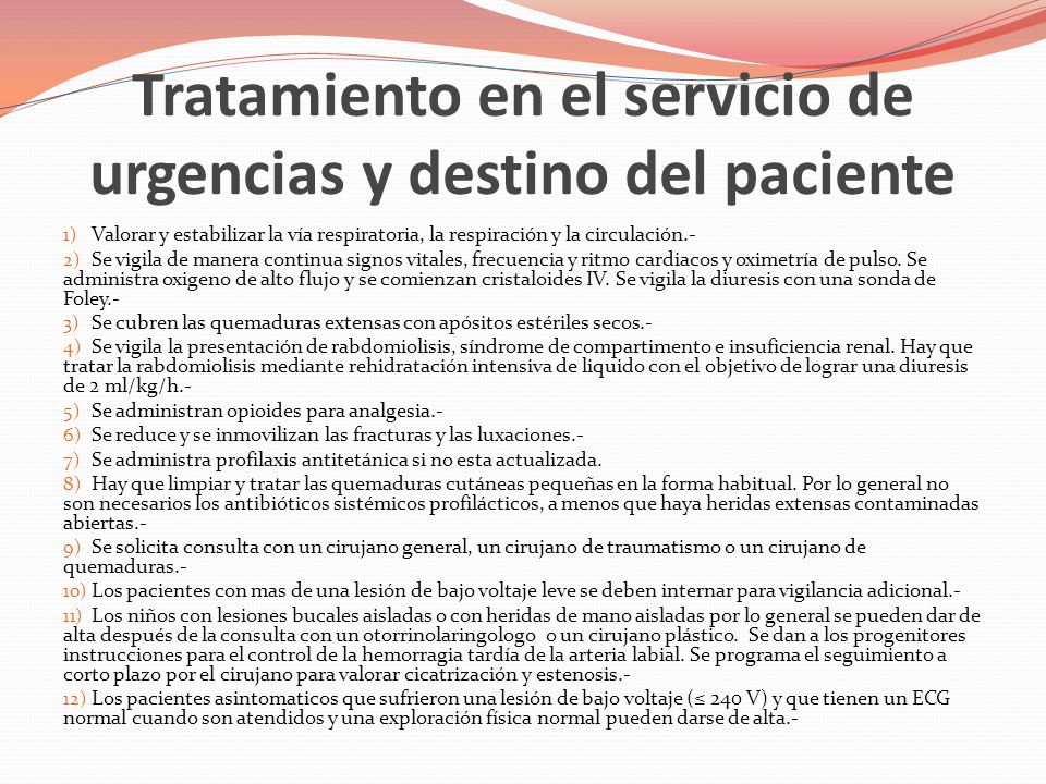 Tratamiento en el servicio de urgencias y destino del paciente