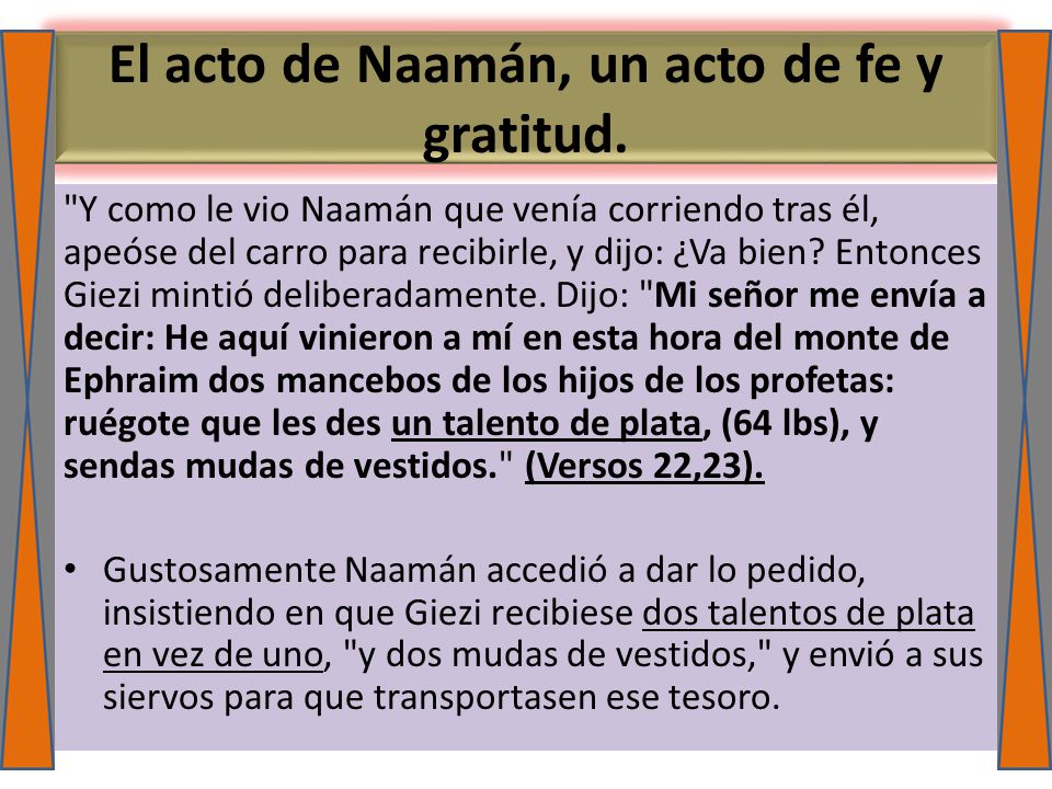 El acto de Naamán, un acto de fe y gratitud.