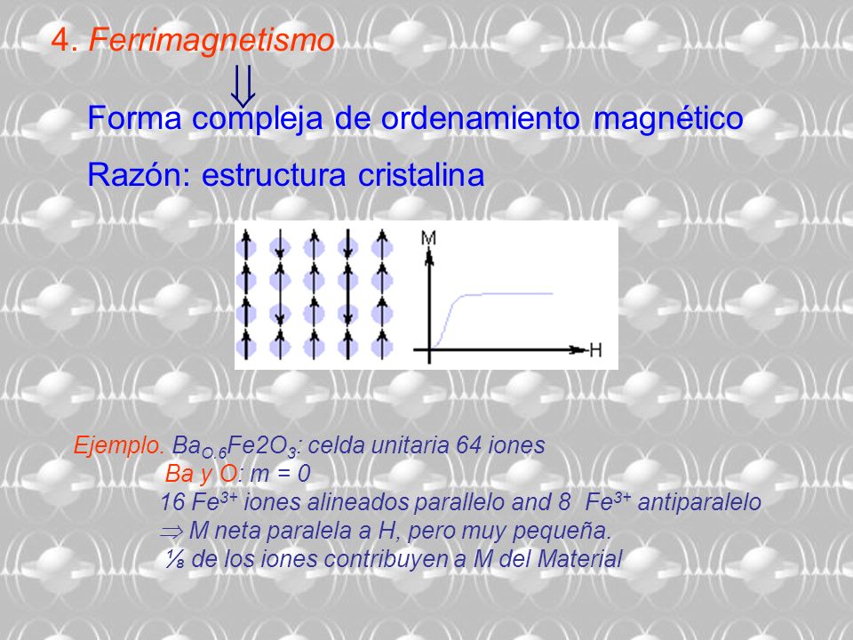 4. Ferrimagnetismo Forma compleja de ordenamiento magnético