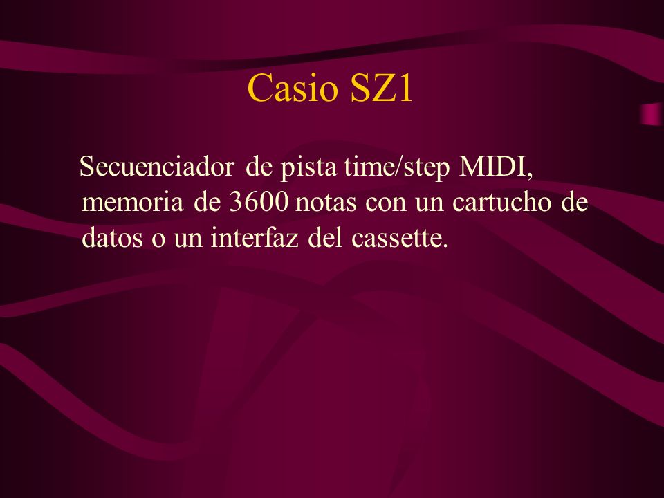 Casio SZ1 Secuenciador de pista time/step MIDI, memoria de 3600 notas con un cartucho de datos o un interfaz del cassette.
