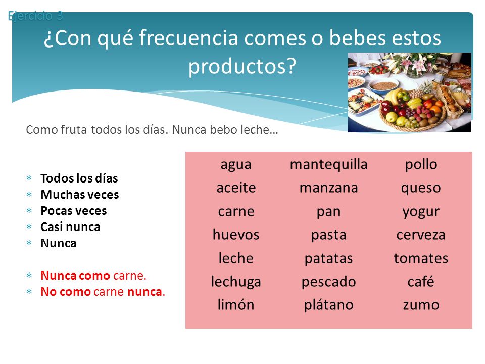 ¿Con qué frecuencia comes o bebes estos productos