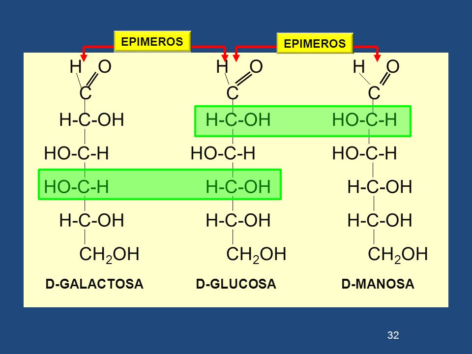 H O C H O H-C-OH HO-C-H CH2OH D-GALACTOSA D-GLUCOSA D-MANOSA EPIMEROS