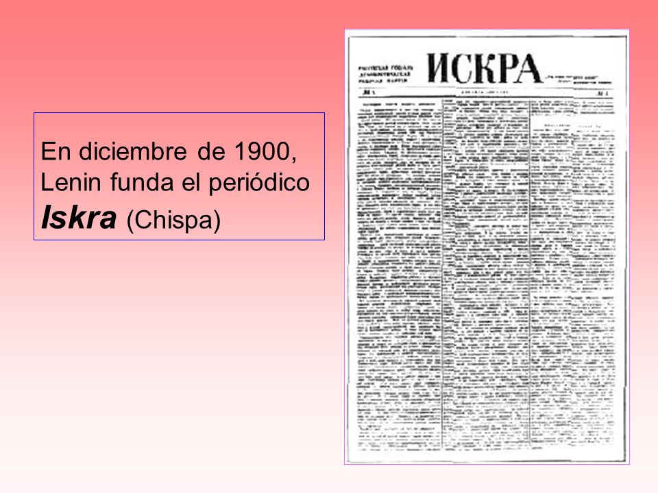En diciembre de 1900, Lenin funda el periódico Iskra (Chispa)