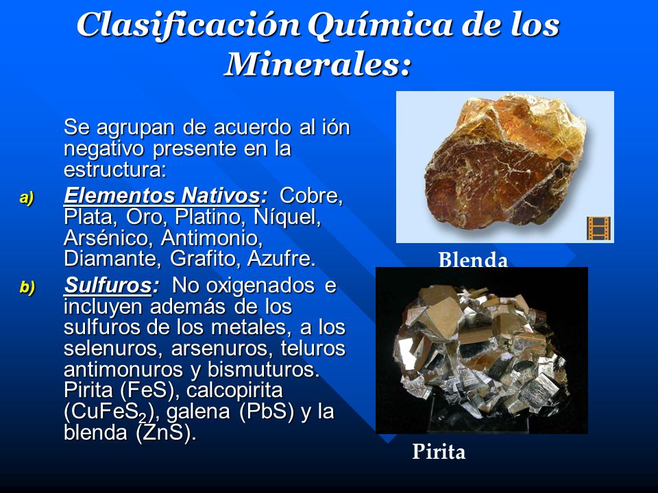 Clasificación Química de los Minerales: