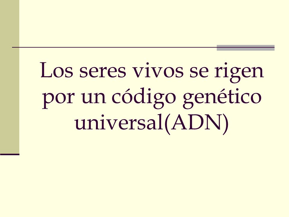 Los seres vivos se rigen por un código genético universal(ADN)
