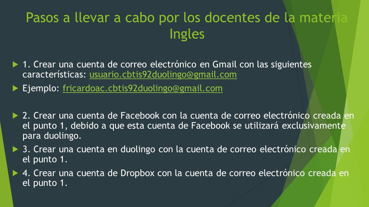 Pasos a llevar a cabo por los docentes de la materia Ingles