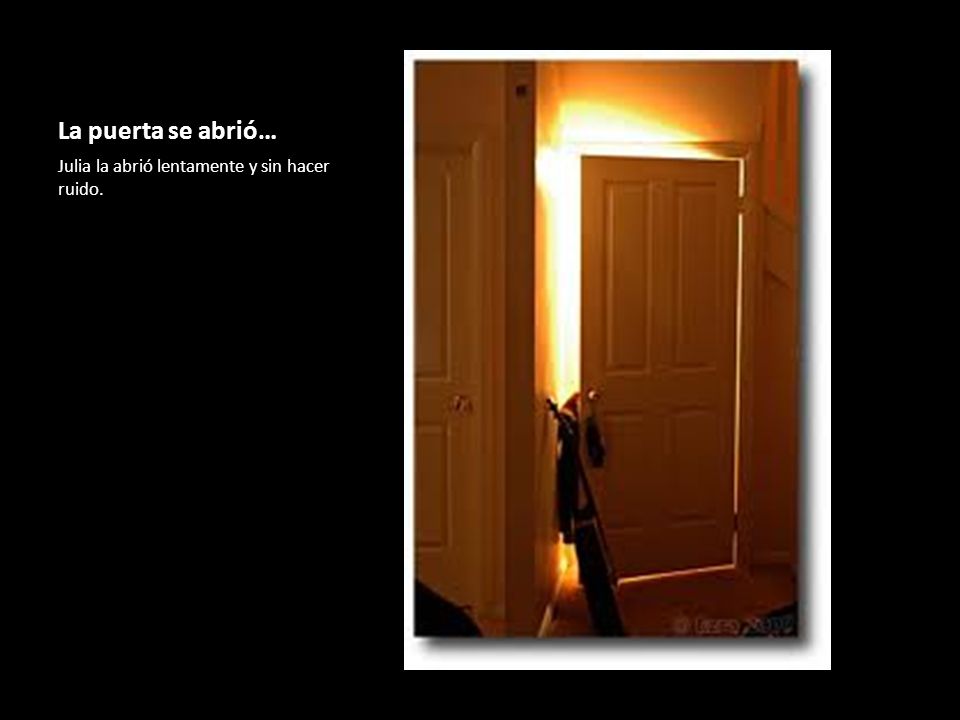 La puerta se abrió… Julia la abrió lentamente y sin hacer ruido.
