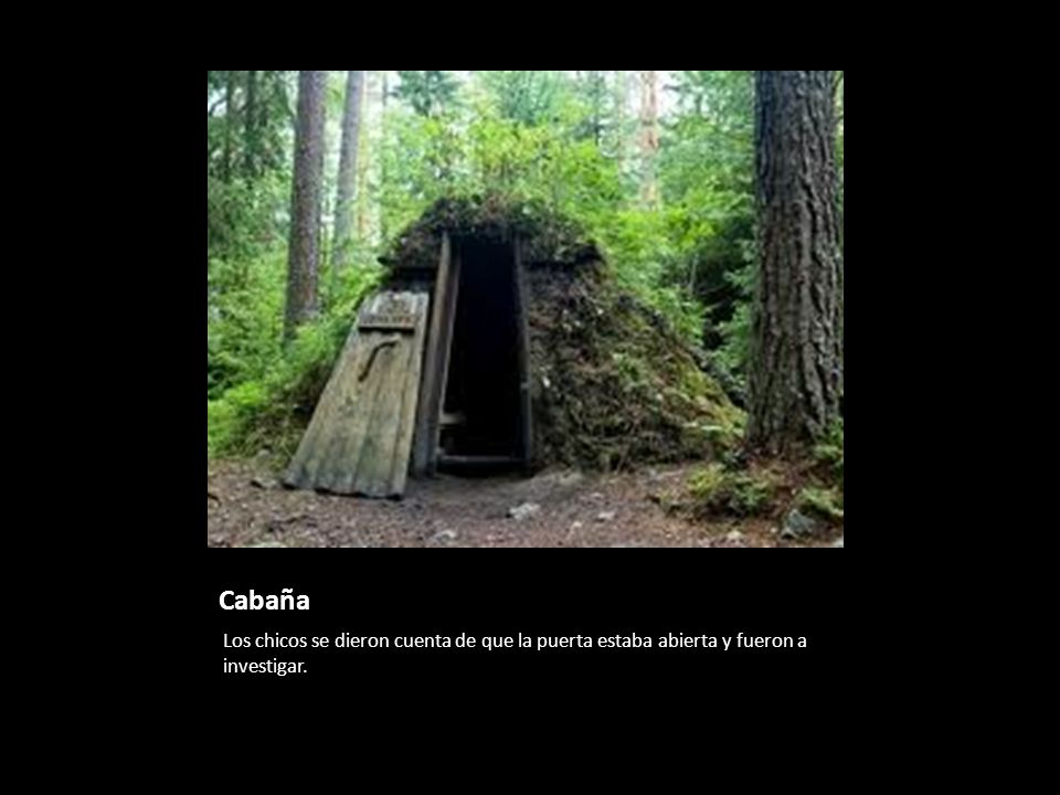 Cabaña Los chicos se dieron cuenta de que la puerta estaba abierta y fueron a investigar.
