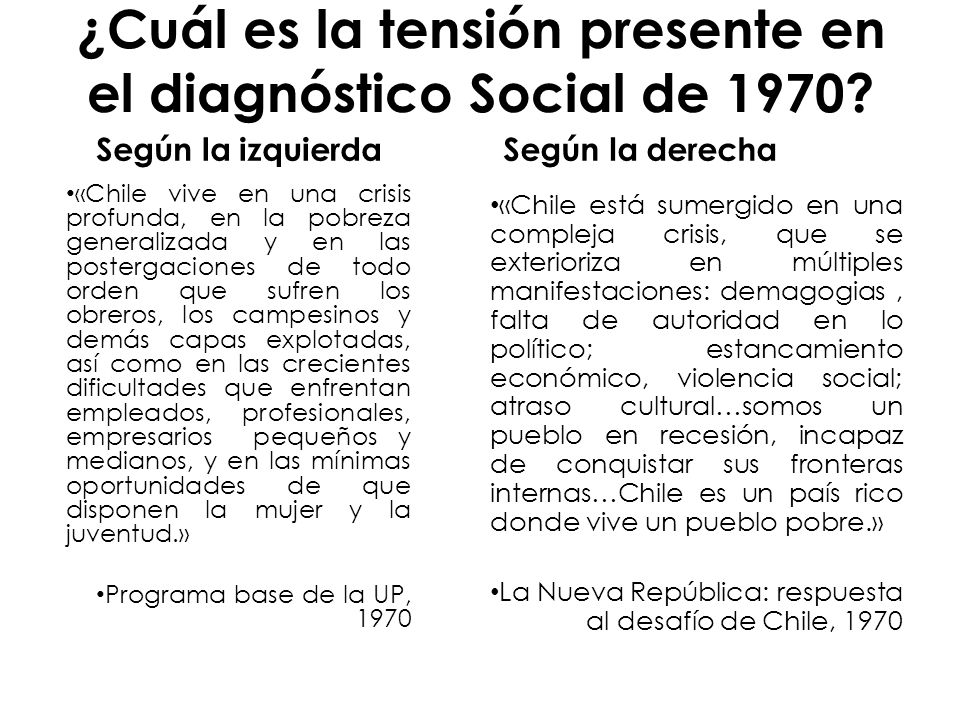 ¿Cuál es la tensión presente en el diagnóstico Social de 1970