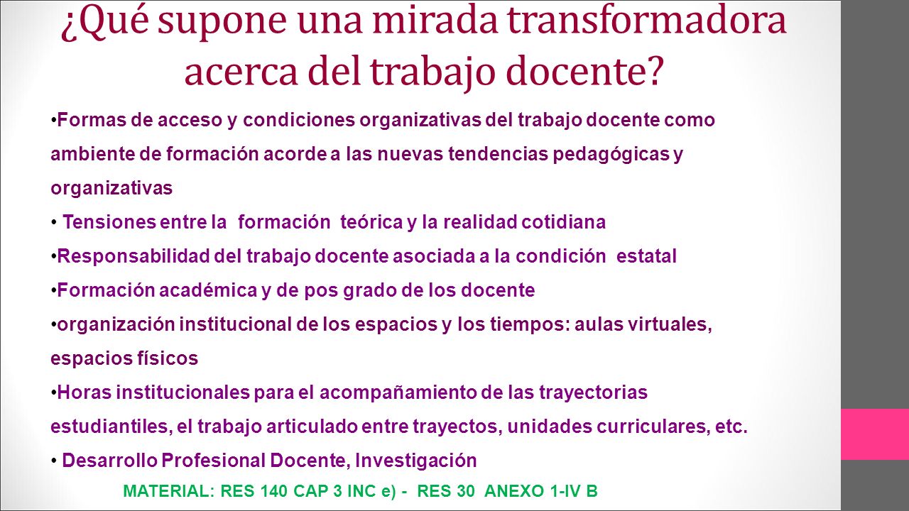 ¿Qué supone una mirada transformadora acerca del trabajo docente