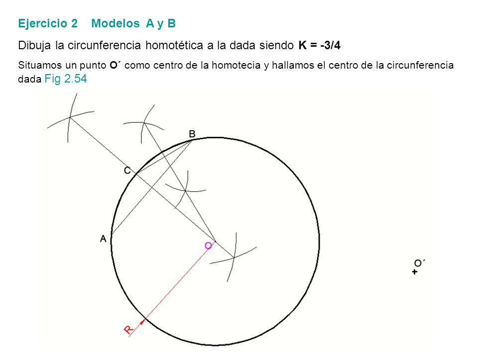 Dibuja la circunferencia homotética a la dada siendo K = -3/4