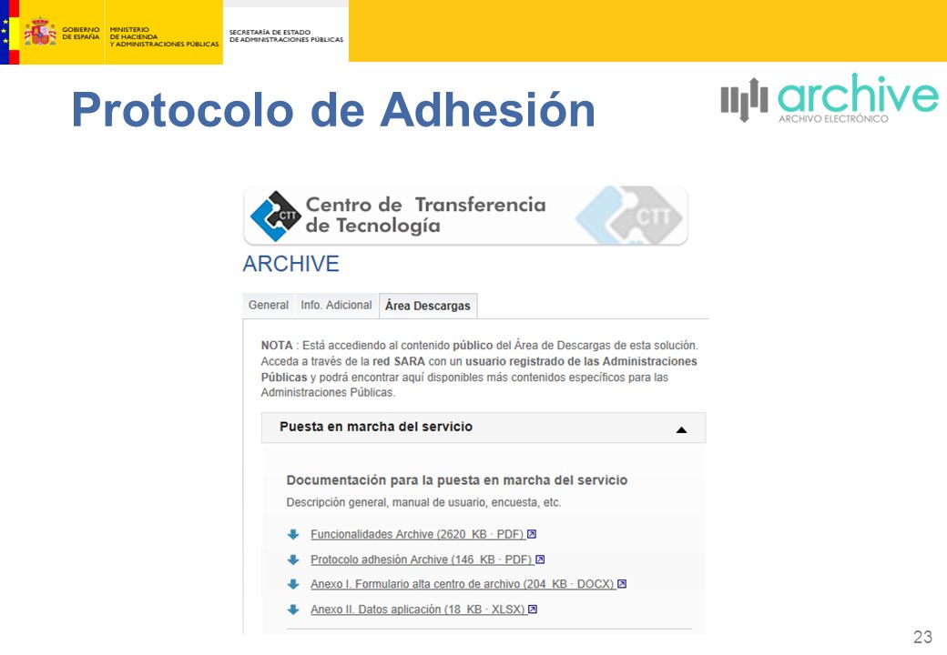 Protocolo de Adhesión Gestión expedientes – bandejas de entrada, estados