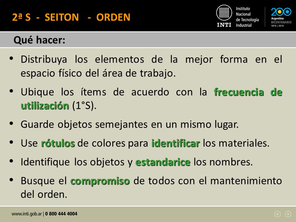 Ubique los ítems de acuerdo con la frecuencia de utilización (1°S).