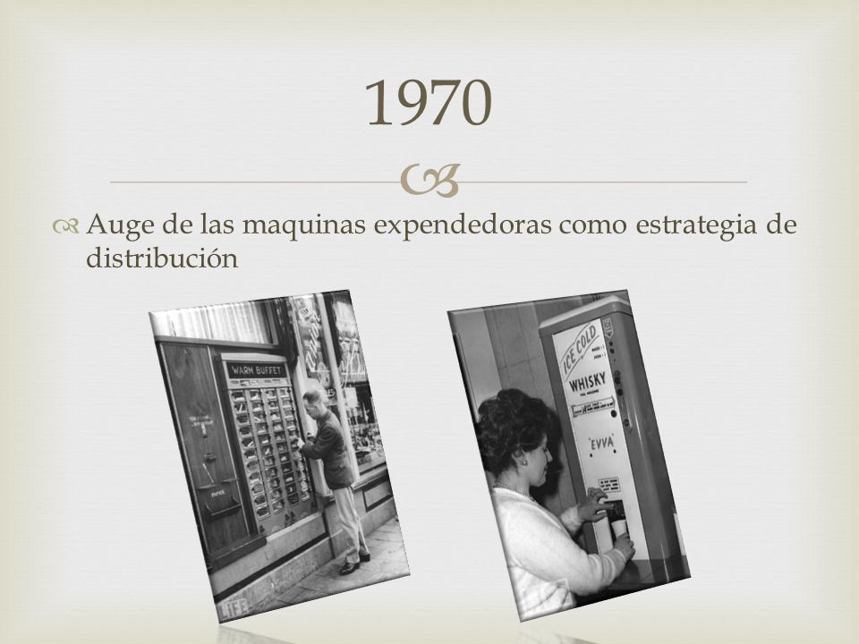 1970 Auge de las maquinas expendedoras como estrategia de distribución