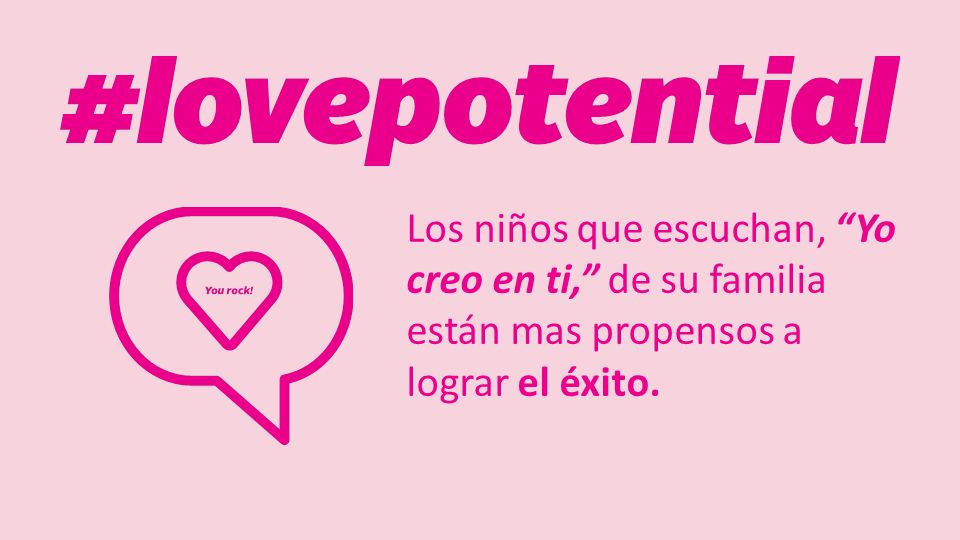 Los niños que escuchan, Yo creo en ti, de su familia están mas propensos a lograr el éxito.