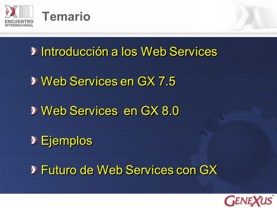 Introducción a los Web Services Web Services en GX 7.5