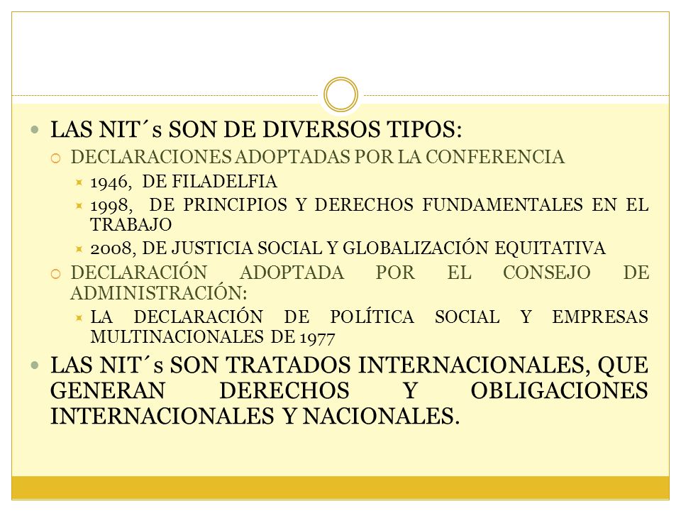 LAS NIT´s SON DE DIVERSOS TIPOS: