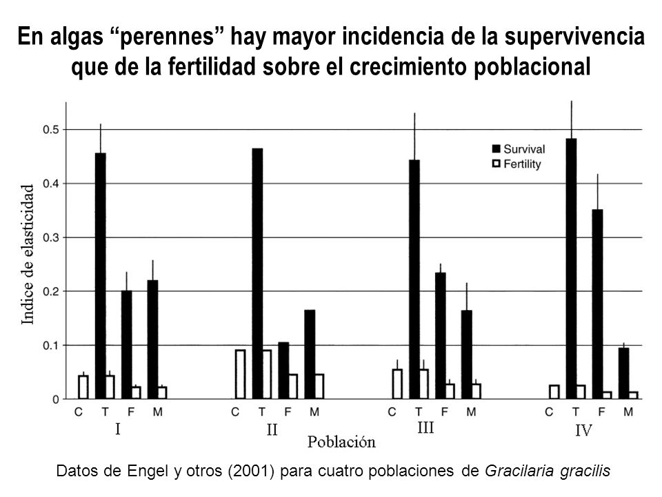 En algas perennes hay mayor incidencia de la supervivencia que de la fertilidad sobre el crecimiento poblacional