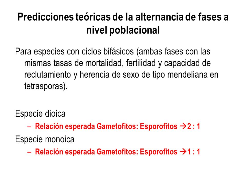 Predicciones teóricas de la alternancia de fases a nivel poblacional