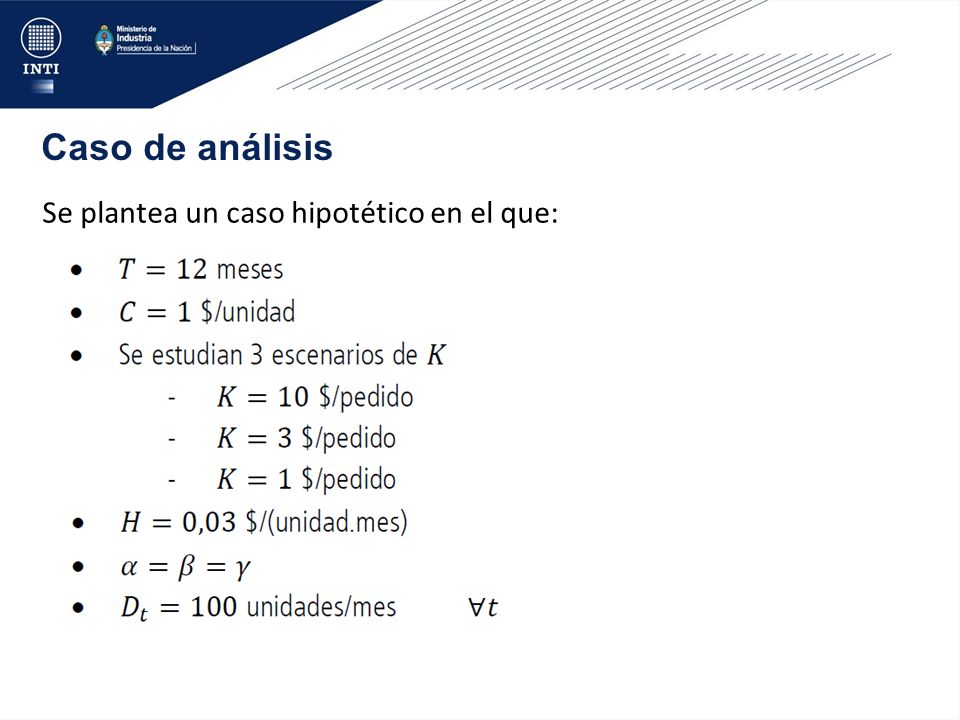 Caso de análisis Se plantea un caso hipotético en el que: